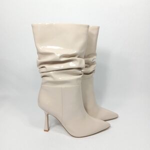 JEFFREY CAMPBELL Guillo Pointy Toe Slouch Boots Cream Color Womens Size 6